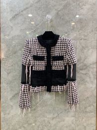 Balm 2023 Chaqueta de marca para mujer Nueva chaqueta de otoño invierno para mujer Logotipo de moda OOTD Abrigo de tweed con borlas Cárdigan de diseñador Abrigo de primavera informal de alto grado Regalo de Navidad