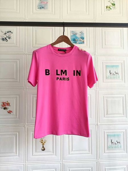 Balman Femmes Designer T-shirts Imprimé Tendance Épaule T-shirt Boucle Nouvelle Lettre Casual T-shirt En Coton À Manches Courtes