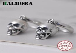 BALMORA pur 925 en argent Sterling crâne oreille boucles d'oreilles pour femmes hommes Vintage mode Thai boucle d'oreille bijoux Brincos cadeau 2106185900728