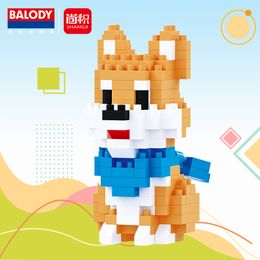 Balody Micro Building Blocks Gran sabiduría Animal Diy Husky Corgi Labrador Modelo de perro Mini ladrillos Anime Fun Toys For Children Gift