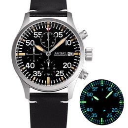 Baltany montre militaire hommes 39mm Vintage pilote VK67 chronographe montres à Quartz Style rétro Air Force horloges lumineuses 240315