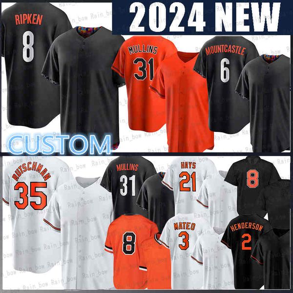 35 Adley Rutschman Maillot de baseball 8 Cal Ripken 21 Austin Hays 31 Cedric Mullins Baltimores Ryan Mountcastle John Means Anthony Santander Felix Bautista Jorge Mateo