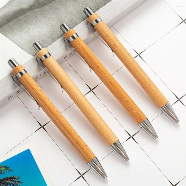 Stylo à bille en bambou, crayon de Signature professionnelle, 1mm, encre noire, stylos de Promotion publicitaire, fournitures scolaires et de bureau