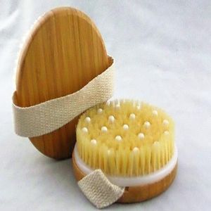 Cepillo de baño de bambú cabeza redonda sin mango PPR cepillo de baño de cuentas suaves