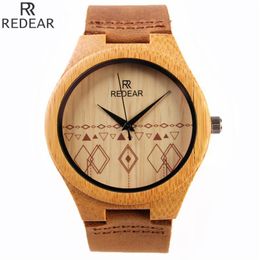 Bamboe grote wijzerplaat horloge mannen quartz horloge houten tafel lederen riem bestverkopende mode vrijetijdsbesteding Buitenlandse handel