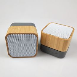 Altavoz Bluetooth de bambú, madera sólida, altavoz inalámbrico cuadrado pequeño con entrada de radio/audio/inserción de tarjeta Función de iluminación