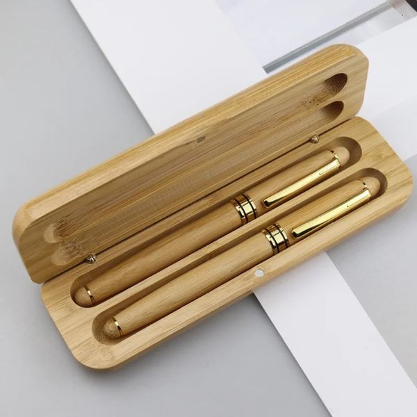 Boîte en bambou stylos stylo plume en bois naturel avec mallette de rangement fournitures d'écriture de calligraphie papeterie école de bureau 240124