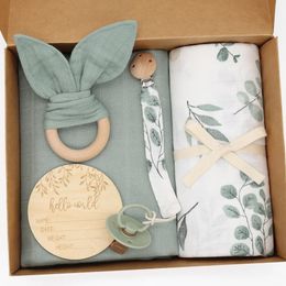 Conjunto de manta envolvente de muselina de algodón de bambú para bebé, envoltura orgánica para bebé, regalo artesanal, funda de cama suave 240106