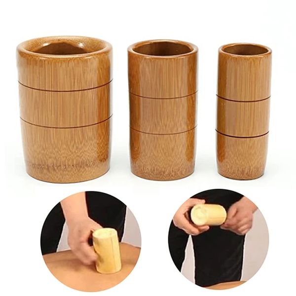 Tazas de bambú para juego de ventosaterapia tradicional china, Kit de terapia corporal para celulitis, ventosas de bambú carbonizado, masaje con acupuntura