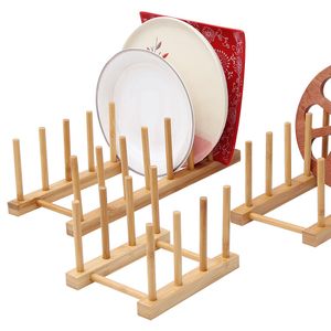 Estante de bambú para platos, soporte de cocina de madera, estante de organización de vajilla, estantes de almacenamiento, gabinete, organizador de tazas, multifuncional