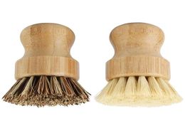 Bambou Dish Scrub Brush Cuisine outils de nettoyage en bois Scurpateurs pour laver la casserole en fonte Pot Natural Sisal Bristles Bristles 6206922