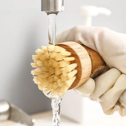 Bamboe Schotel Scrub Borstel Zeepbakje Keuken Houten Schotel Scrubber Reinigingsborstel voor Wasschotel Gietijzeren Pan Pot