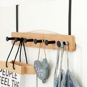 Bamboe deur montage haken hangner rack kleding voor handdoek broek jas thuis opslag hoed haak hanger slaapkamer deur organizer 210609