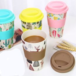 Tasse de voyage / tasse de voyage en bambou, réutilisable et éco-coffre en bambou à emporter tasse de café, tasse de renom pour voyager à l'extérieur 400 ml