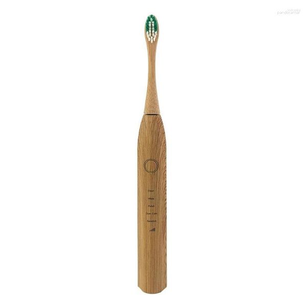 Brosse à dents électrique en bambou brosse à dents automatique ultrasonique étanche avec 3 têtes souples hygiène buccale propre