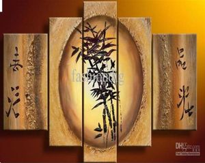 Bamboo Feng Shui peinture à l'huile Canvas Fortune Décoration Home Office Wall Art Decor Gift Handmade New321U9199699