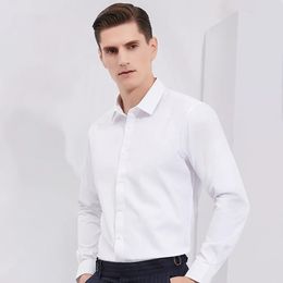 Fibre de bambou hommes chemise blanche à manches longues coupe régulière formelle affaires sociales Camisas Plus grande taille 8XL 7XL 6XL 5XL 240312