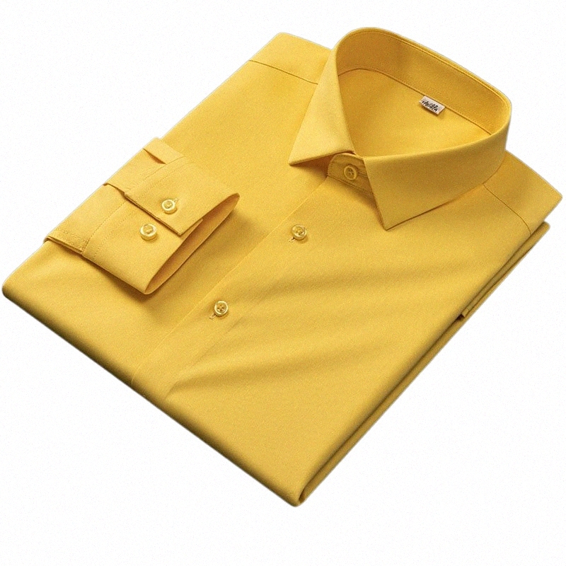 Bamboo Fiber New Men's LG Sleeve Standard-Fit Solid DRシャツ高品質なソーシャルホワイトワークオフィスシャツS4CL＃