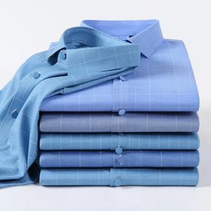 Camisa de fibra de bambú hombre manga larga elástica cuidado gratis cómodo suave suave transpirable camisas de vestir de negocios 240403