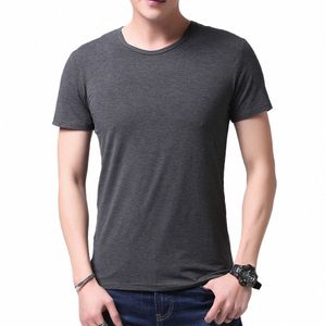 Fibre de bambou Viscose T-shirt pour hommes à manches courtes d'été respirant Tops Tees Plus Size Slim Fit Vêtements pour hommes en cours d'exécution XXXXL G5gU #