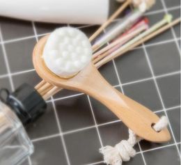 Bamboe Handvat Fiber Back Brush Spa Massage voor Dry Skin Face Cleansing Borstels