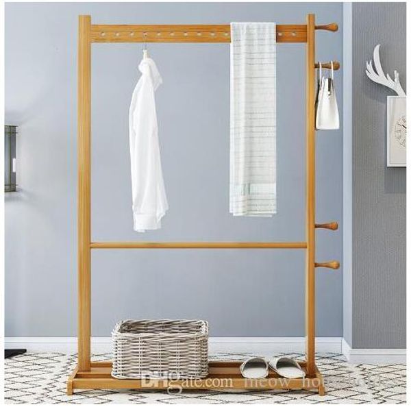 Cintre en bambou arbre à vêtements étagère de chambre à coucher porte-vêtements en bambou cintre de sol domestique porte-serviettes de salle de bain meubles de chambre
