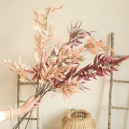 Bamboo Leaf Long Branch Feuilles artificielles Fleurs de soie appartement décoration de mariage de mariage décor de maison fausses plantes saules décora2673