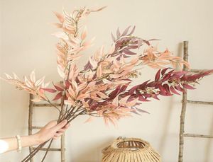 Bamboo Leaf Long Branch Feuilles artificielles Fleurs de soie appartement décoration de mariage de mariage décor de maison fausses plantes saules décora8138385