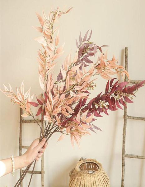 Feuille de bambou longue branche feuilles artificielles fleurs en soie appartement décoration mariage ferme décor à la maison fausses plantes saule Decora5788747