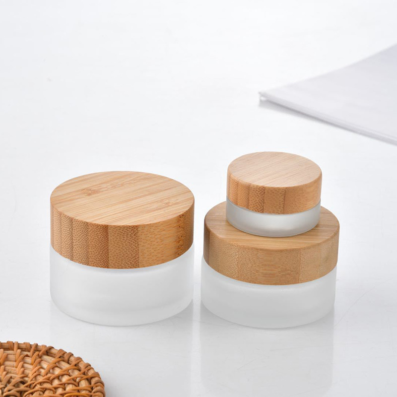 Bamboo Lid Empty Jars Glass Cream Jar Cosmetic Container 5g 15g 30g 50g 100g Travel Cosmetic Bottles