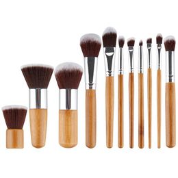 Bamboe Makeup Borstels Set Cosmetica Maquiagem Profissional 11 stks Hoge Kwaliteit Cosmetische Borstels Kit Borstel Gratis DHL