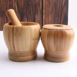 Bamboo Mortels Stamper met deksel knoflookpepers Pers Press Grinder Crusher HKD230810