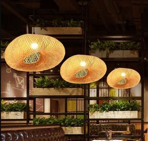 Bamboo Pendant Lamp Hand Knitted Chinese Style Weaving Hanging Lamps 50/60cm Restaurant Home Decor Lighting Fixtures