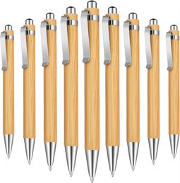 Bamboo stylos en bois rétractable stylo à bille à encre noire 1 mm écriture durable