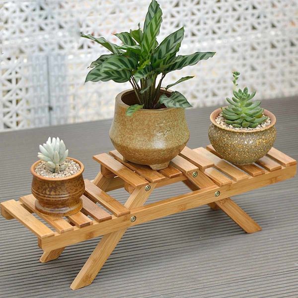 Bambou Plante Fleur Étagère Stand Pot De Fleur Support De Jardin Jardin Salon Table Planteur Présentoir Décor À La Maison Intérieur Extérieur T200330