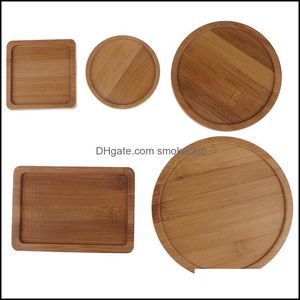 Bamboe ronde vierkante kommen platen voor vermaken potten trays baseerstandaard tuin decor woondecoratie ambachten C0125 drop levering 2021 pot racks