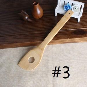 Spatule cuillère en bambou 6 styles ustensile en bois portable cuisine tourneurs de cuisine support de mélange fendu pelles EEA1395-4