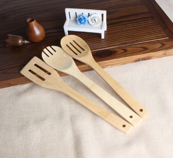 Bamboo cuillère spatule 6 styles portables ustensiles de cuisine de cuisine de cuisine tourneurs à fente porte-mélange pelle