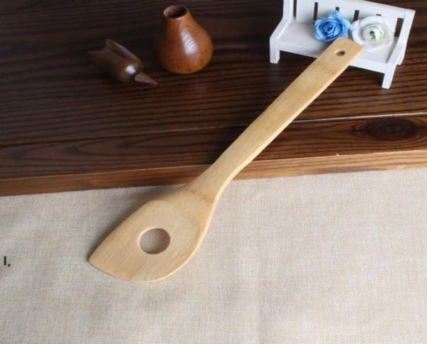 Espátula de cuchara de bambú 6 estilos Utensilio de madera portátil Cocina Turners Soporte de mezcla ranurado Palas RRD134395639675