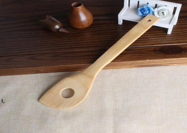 Espátula de cuchara de bambú 6 estilos Utensilio de madera portátil Cocina Turners Soporte de mezcla ranurado Palas RRD134397401110