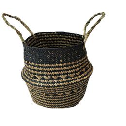 Bamboe opslagmanden opvouwbare wasserette rietje patchwork rieten rattan zeegras buik tuin bloem pot handgemaakte manden tuin 32 cm