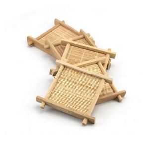 Bamboe thee beker mat vierkante coaster set handgemaakte plaats mat voor Kungfu thee set keuken accessoires drinken thee gereedschap