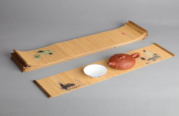 Chemin de thé en bambou chinois japonais Zen tissage de bambou tapis de thé chemins de Table rideaux accessoires de cérémonie du thé 3150415