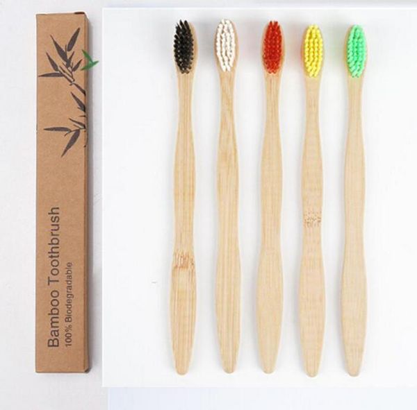 Brosse à dents en bambou protection de l'environnement brosse à bois bambou carbone point de meulage brosse à dents en soie voyage hôtel brosse à dents 100 pièces en gros