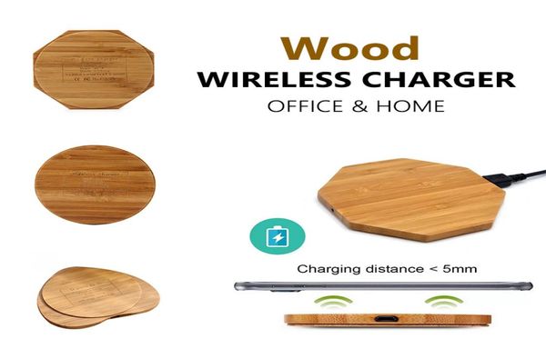 Chargeur sans fil en bambou bois Pad en bois Qi station de charge rapide avec câble USB chargeur de téléphone tablette de charge pour Iphone 8 X XS max 4815563