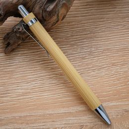 Bolígrafo de madera de bambú, punta de 1,0mm, tinta negra, bolígrafo de firma de negocios, papelería de escritura para oficina y escuela, 100 Uds.