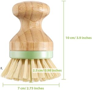 Bambou Bois Rond Mini Palm Gommage Brosse Poils Raides Nettoyage Humide Lavage Plats Pots Casseroles Légumes RRA11336