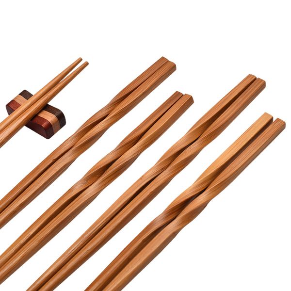 Baguettes pointues japonaises en bambou, vaisselle en bois de bambou, hôtels ménagers, baguettes carbonisées, vente en gros LX6373