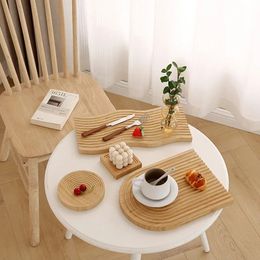 Bamboo Wood Tray Ins Wind Simple Water Ripple Volledige bamboe Tray Creative Wave Board Fotografie Achtergrond Rekwisieten Decoratief bord