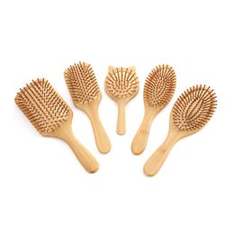 Cepillo de pelo de madera de bambú, peine de masaje, masajeador del cuero cabelludo para el crecimiento del cabello, cepillo suave alisador antiestático DF240116